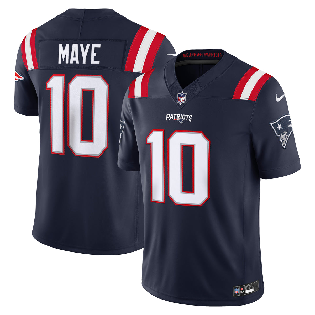 NFL New England Patriots Drake Maye Nike Home Stitched Limited Jersey- Navy
