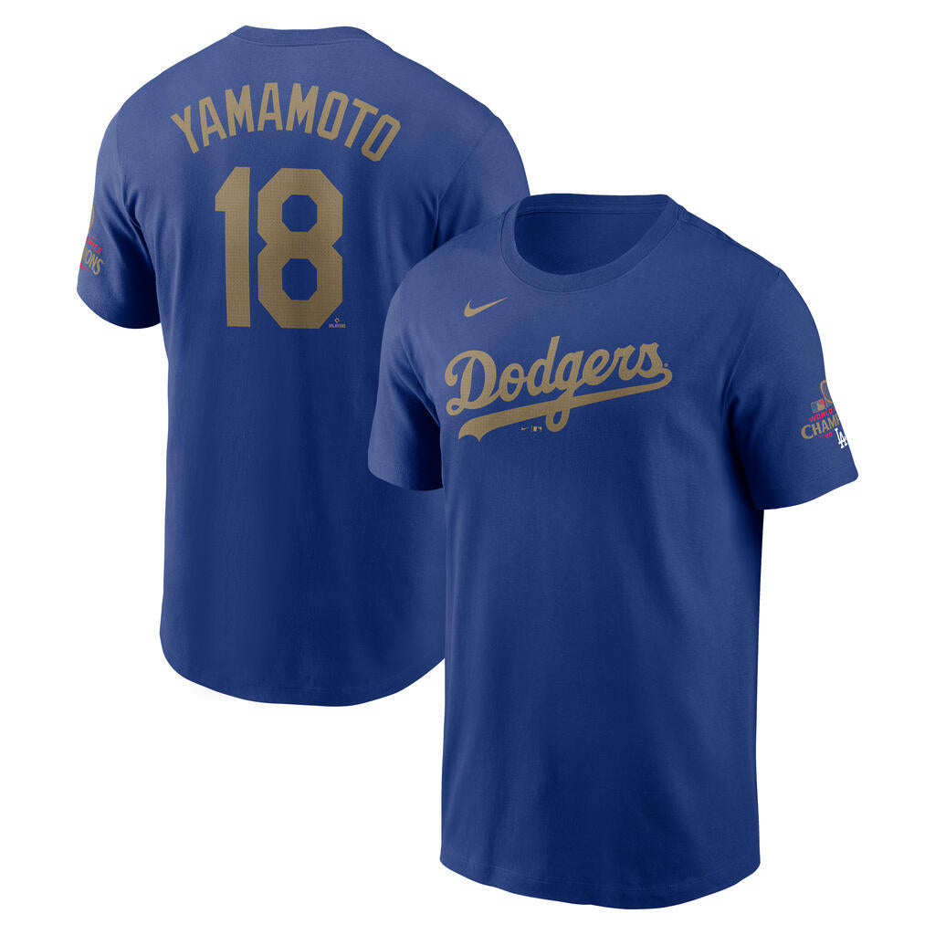 MLB Los Angeles Dodgers Yoshinobu Yamamoto Nike Gold Player T-Shirt - Blue