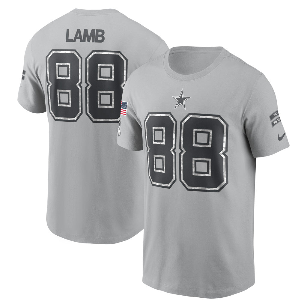 NFL Dallas Cowboys Ceedee Lamb Nike 2024 Salute to Service Name & Number Short Sleeve T-Shirt
