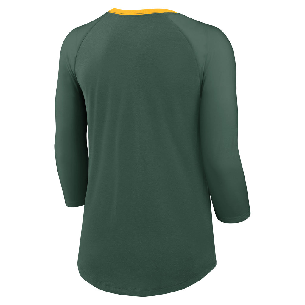 NFL Green Bay Packers Women's Nike Fashion 3/4 Sleeve T-Shirt - Green