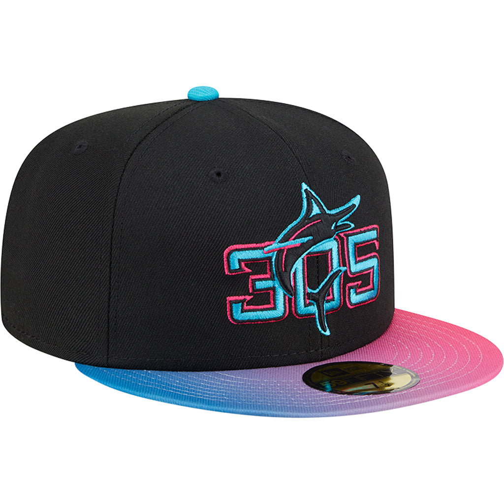 MLB Miami Marlins New Era 2025 City Connect Authentic Collection 59FIFTY Fitted Hat - Black