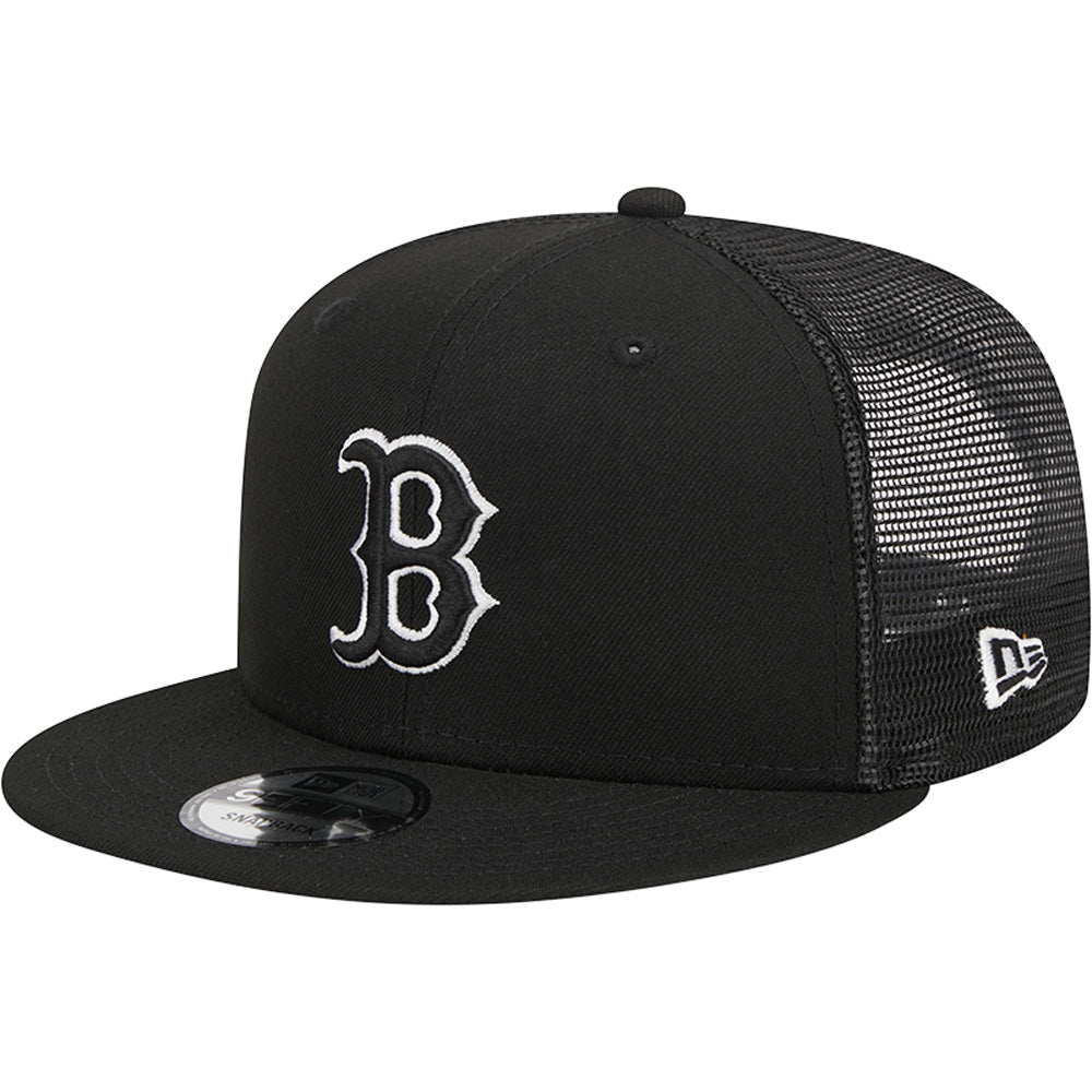 MLB Boston Red Sox New Era Black & White Trucker 9FIFTY Snapback Hat - Black
