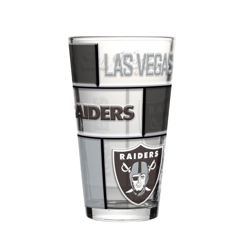 NFL Las Vegas Raiders Logo Brands 16oz Quilted Pint Glass - Black