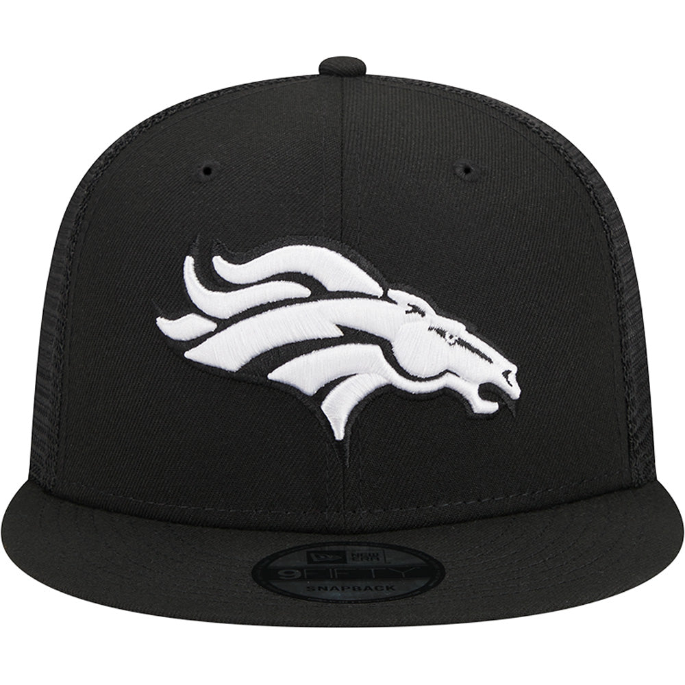 NFL Denver Broncos New Era Black & White 9FIFTY Snapback Trucker Hat - Black