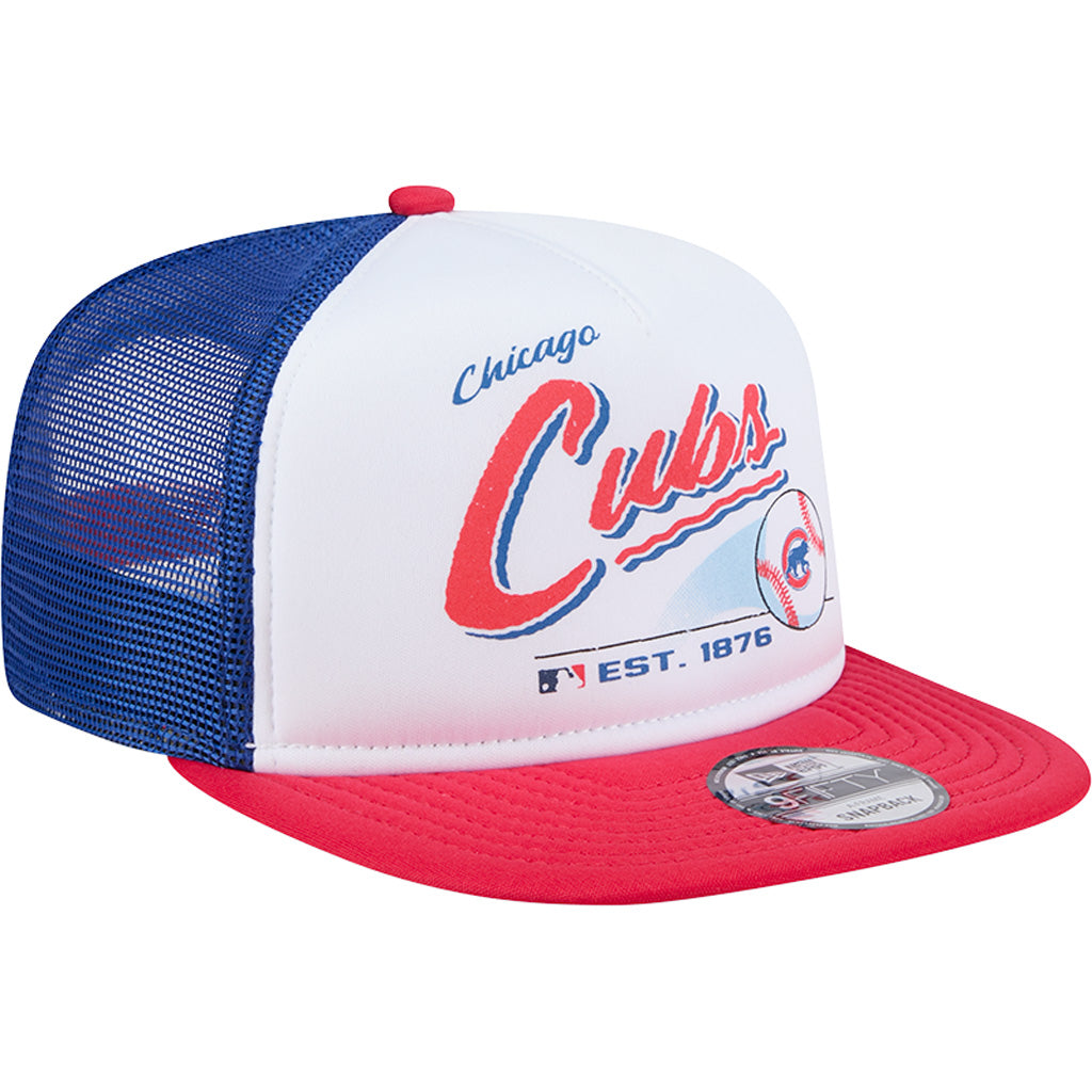 MLB Chicago Cubs New Era Retro Script 9FIFTY A-Frame Snapback Hat - White