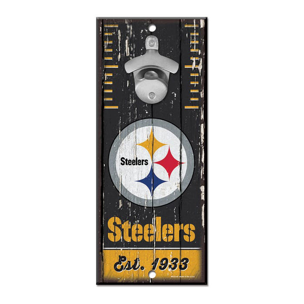 NFL Pittsburgh Steelers WinCraft 5" x 12" Bottle Opener Sign - Black