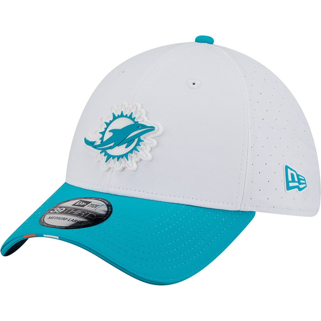 NFL Miami Dolphins New Era 2025 Training 39THIRTY Flex Fit Hat - White