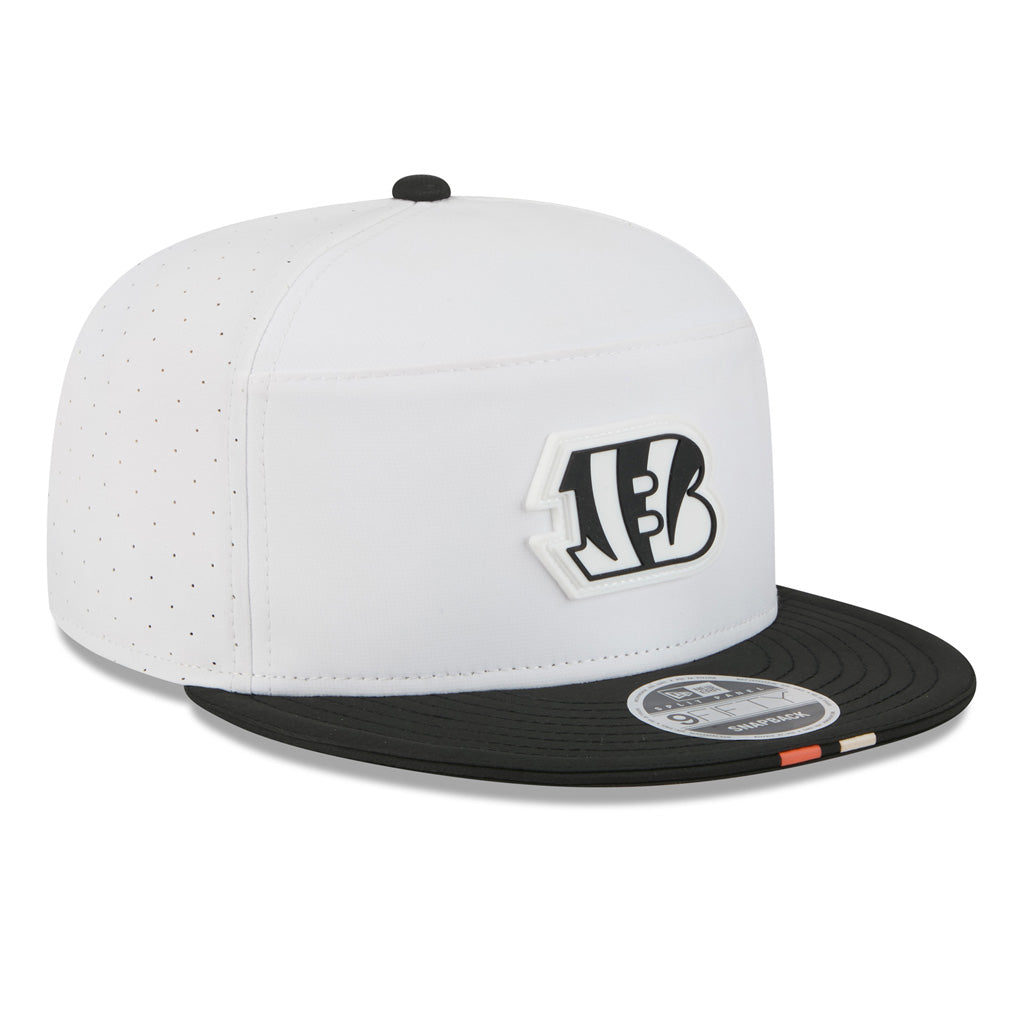 NFL Cincinnati Bengals New Era 2025 Training 9FIFTY Split Panel Snapback Hat - White