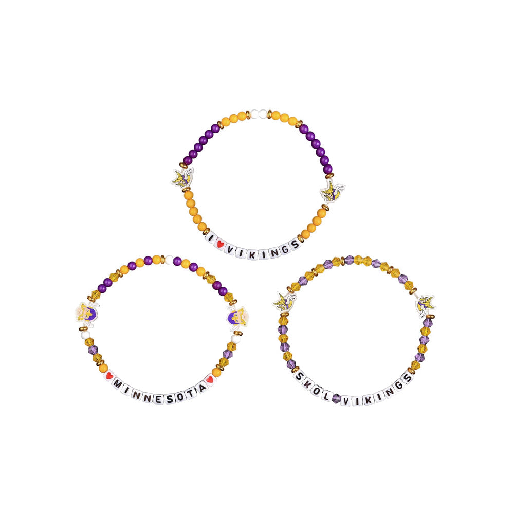 NFL Minnesota Vikings FOCO 3-Pack Friendship Bracelet