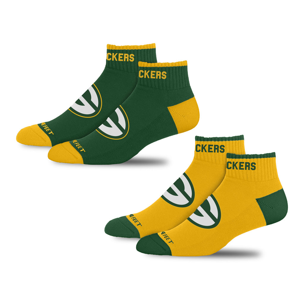 NFL Green Bay Packers For Bare Feet Front & Center 2-Pack Socks - Green & Yellow