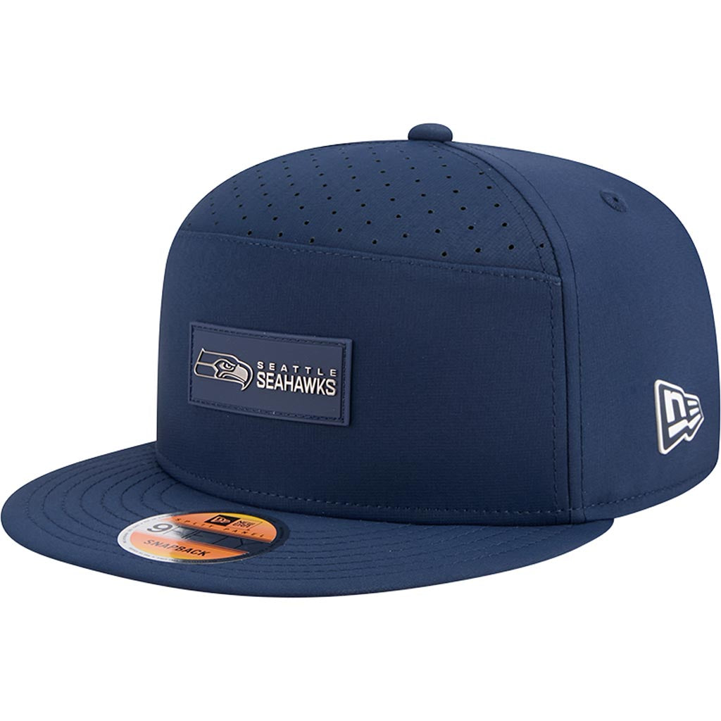 NFL Seattle Seahawks New Era 2025 Sideline 9FIFTY Split Panel Snapback Hat - Navy