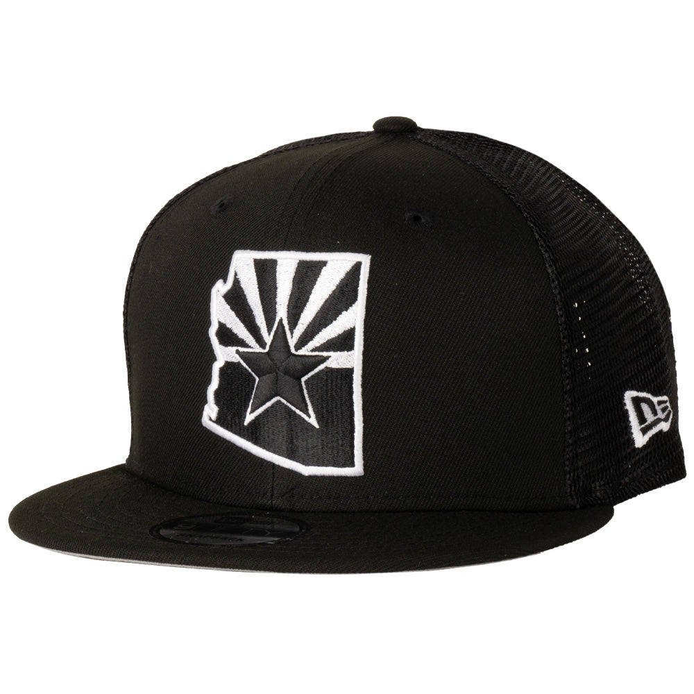 #ALLAZ New Era Black & White Trucker 9FIFTY Snapback Hat - Black
