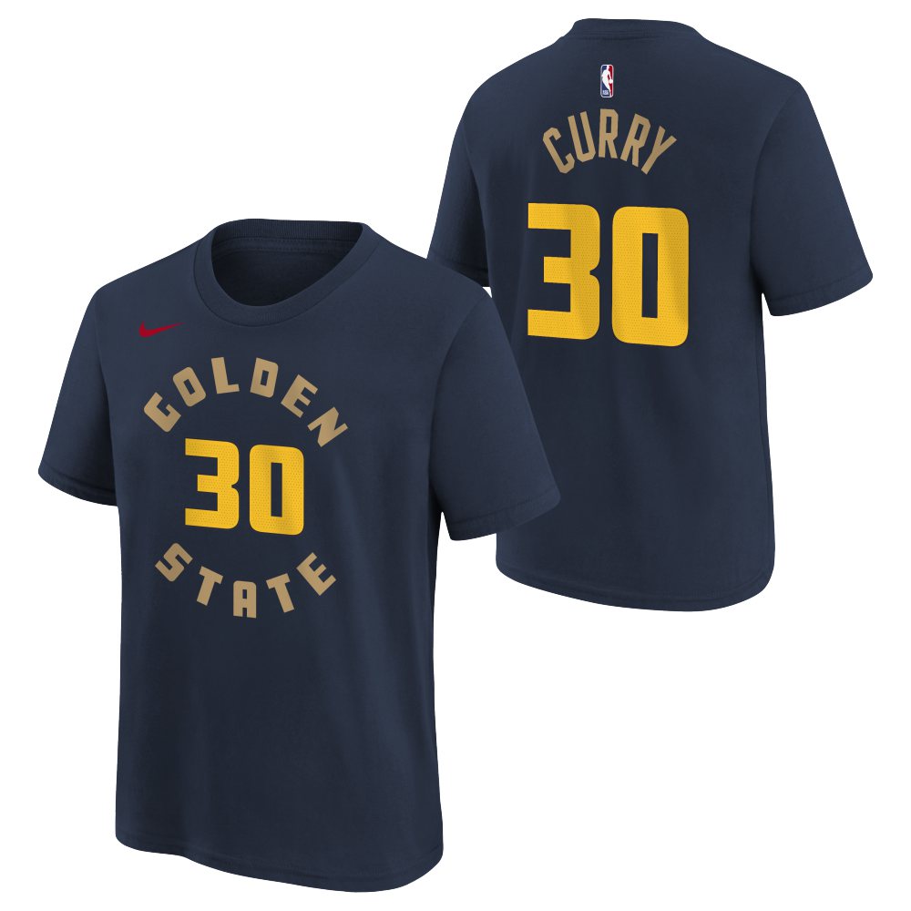 NBA Golden State Warriors Steph Curry Youth Nike City Edition 2024/25 Name & Number T-Shirt - Navy
