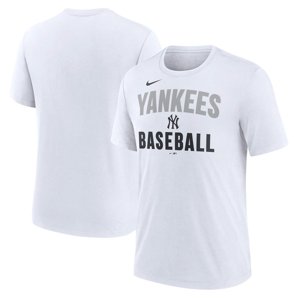 MLB New York Yankees Nike Arched Baseball Triblend T-Shirt- White