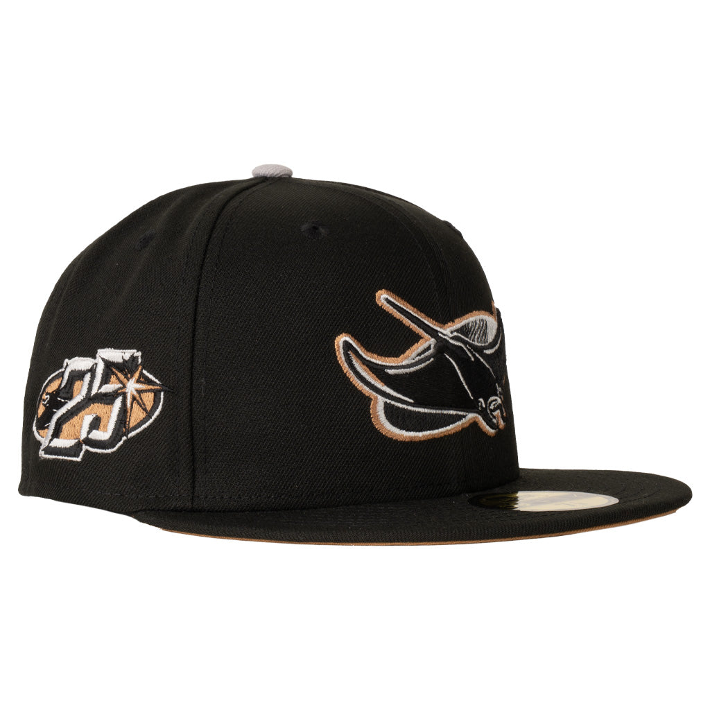 MLB Tampa Bay Rays New Era Gray Outline Logo 59FIFTY Fitted Hat - Black