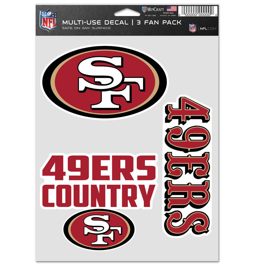 NFL San Francisco 49ers WinCraft 3-Pack Fan Decal Sheet