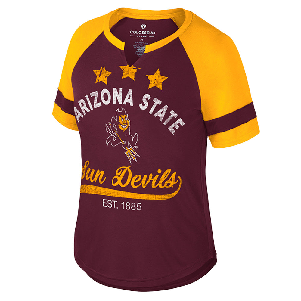 NCAA Arizona State Sun Devils Women&#39;s Colosseum Crown of Fire T-Shirt - Maroon