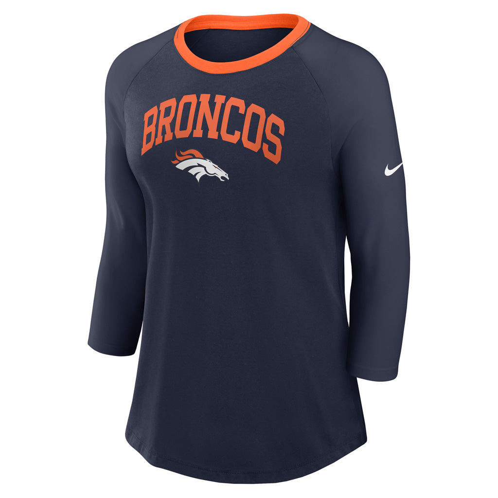 NFL Denver Broncos Women's Nike Fashion 3/4 Sleeve T-Shirt - Navy