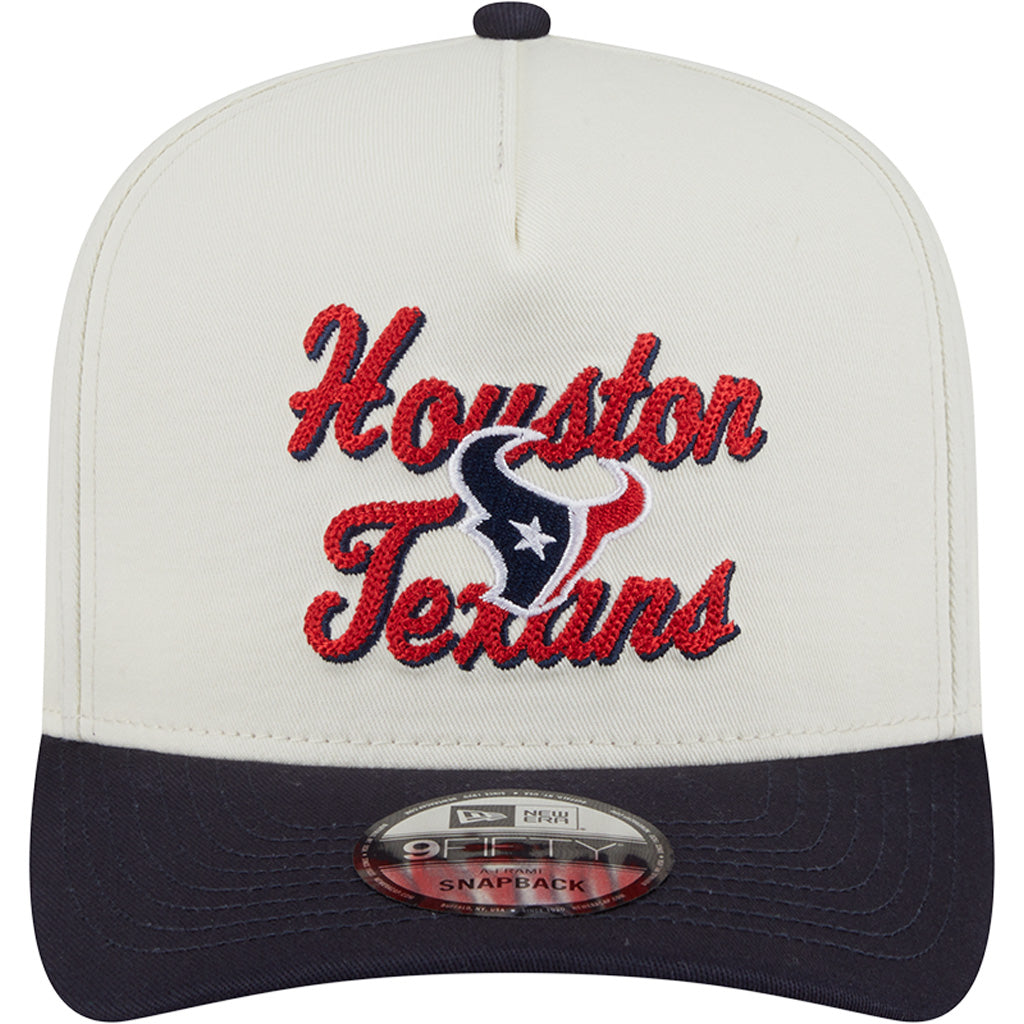 NFL Houston Texans New Era Chainstitch Two-Tone 9FIFTY A-Frame Snapback Hat - Cream