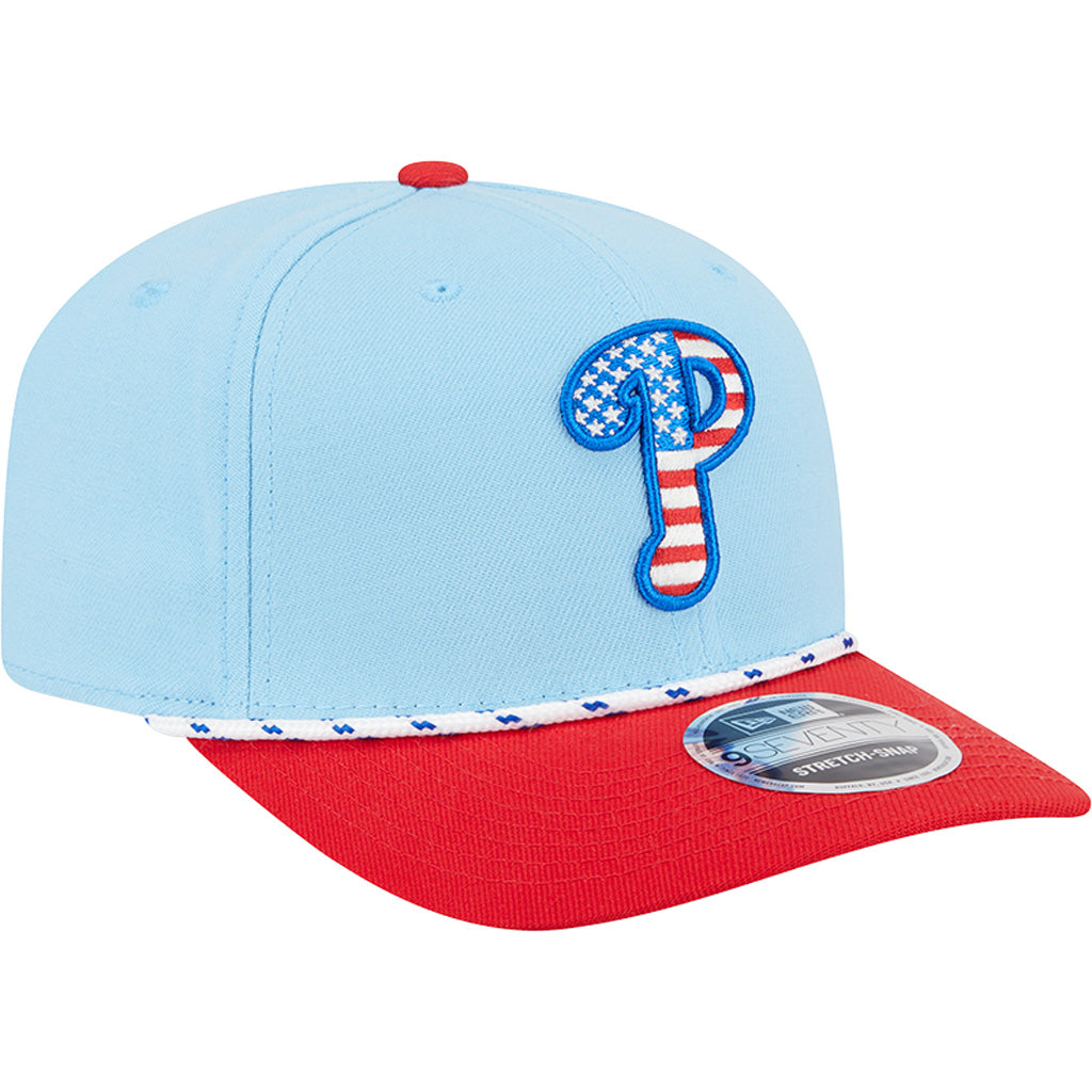 MLB Philadelphia Phillies New Era 2025 4th of July 9SEVENTY Stretch-Snapback Hat - Light Blue