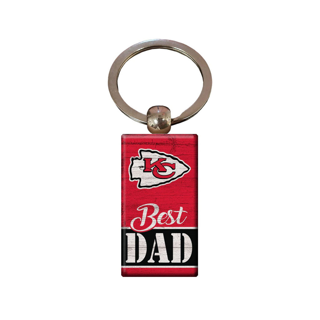 NFL Kansas City Chiefs Fan Creations Best Dad Wooden Keychain