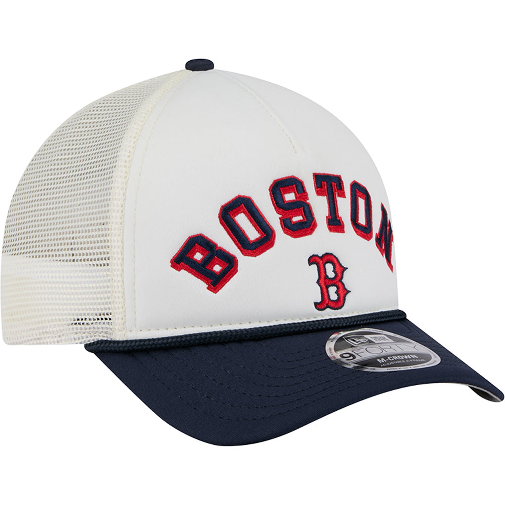 MLB Boston Red Sox New Era Arch Logo 9FORTY M-Crown Snapback Trucker Hat - Chrome