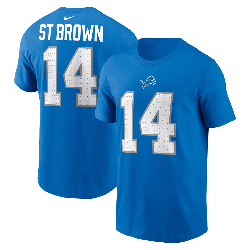 NFL Detroit Lions Amon-Ra St Brown Nike Name & Number T-Shirt - Blue