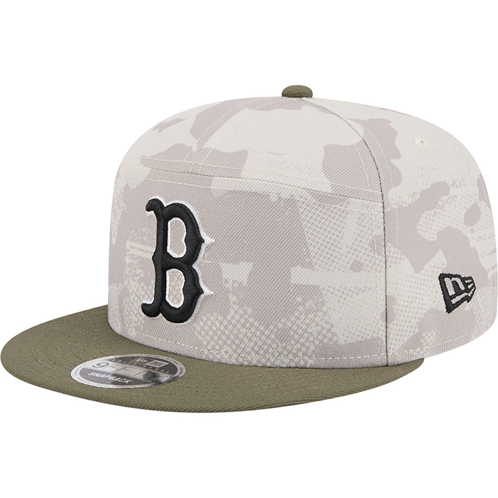 MLB Boston Red Sox New Era 2025 Armed Forces Day 9FIFTY Split Panel Snapback Hat - Stone