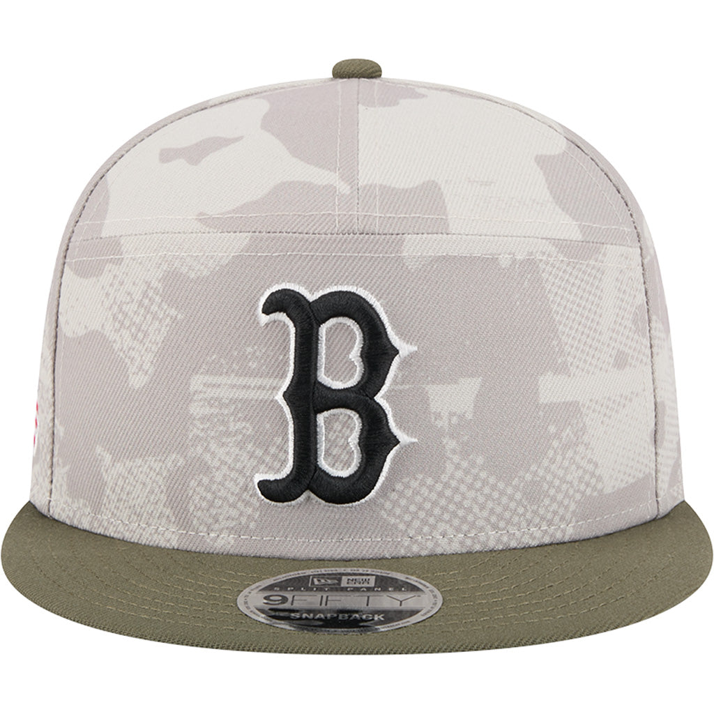 MLB Boston Red Sox New Era 2025 Armed Forces Day 9FIFTY Split Panel Snapback Hat - Stone