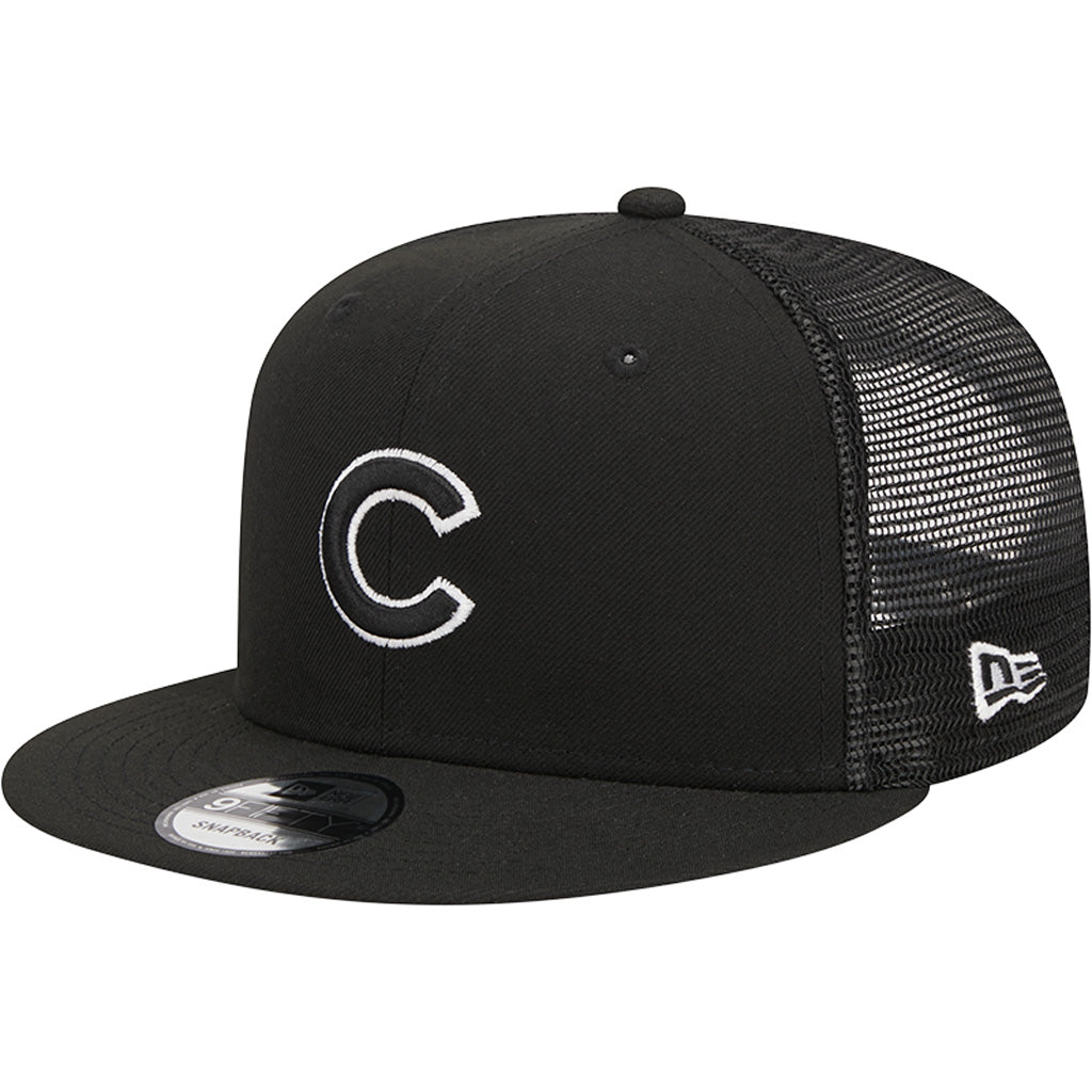 MLB Chicago Cubs New Era Black & White 9FIFTY Snapback Trucker Hat - Black