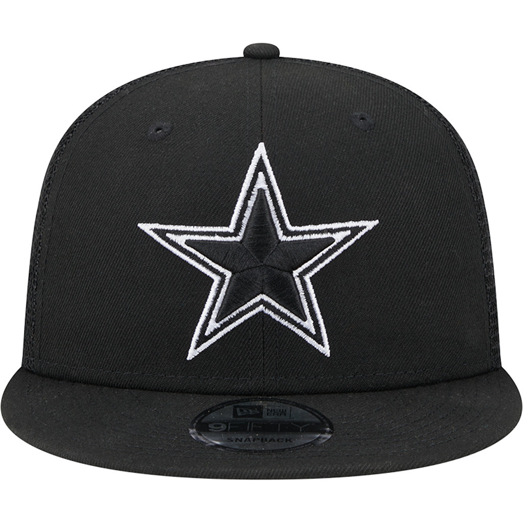 NFL Dallas Cowboys New Era Black & White Trucker 9FIFTY Snapback Hat - Black