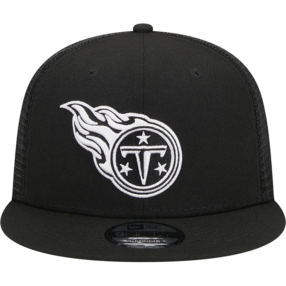 NFL Tennessee Titans New Era Black & White Trucker 9FIFTY Snapback Hat - Black