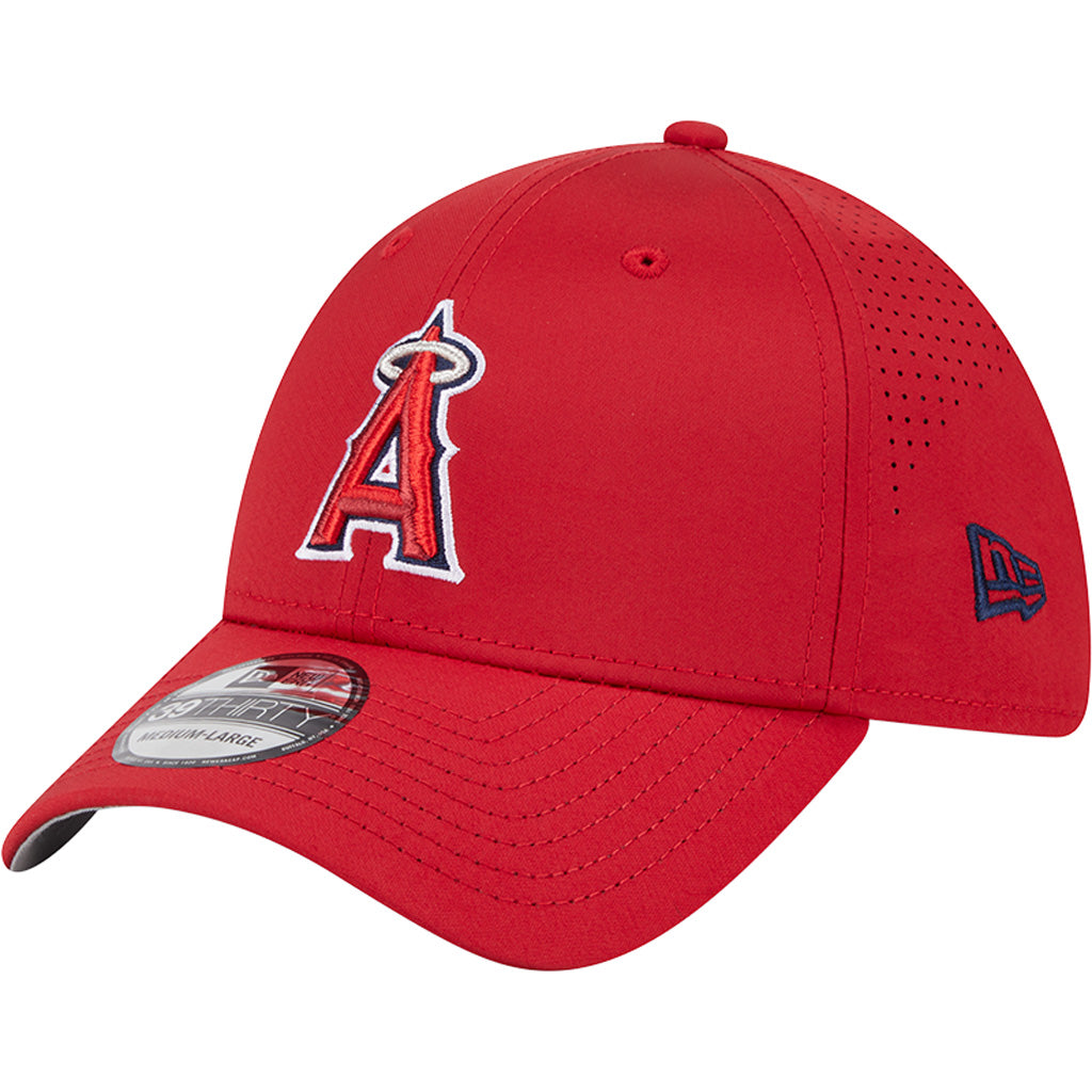 MLB Los Angeles Angels New Era Mid Perf 39THIRTY Flex Fit Hat - Red