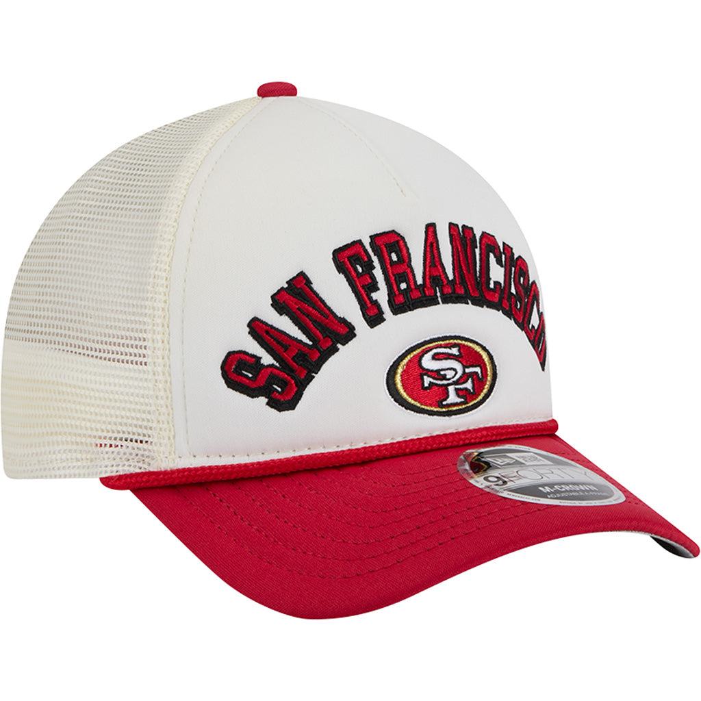 NFL San Francisco 49ers New Era Arch Logo 9FORTY M-Crown Snapback Trucker Hat - Chrome
