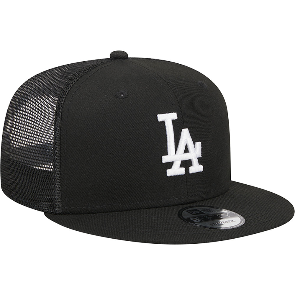 MLB Los Angeles Dodgers New Era Black & White 9FIFTY Snapback Trucker Hat - Black