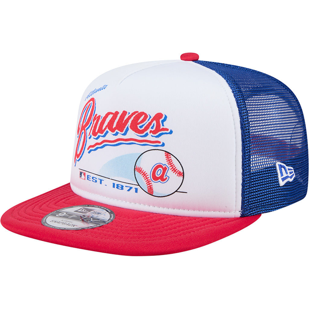 MLB Atlanta Braves New Era Retro Script 9FIFTY A-Frame Snapback Hat - White