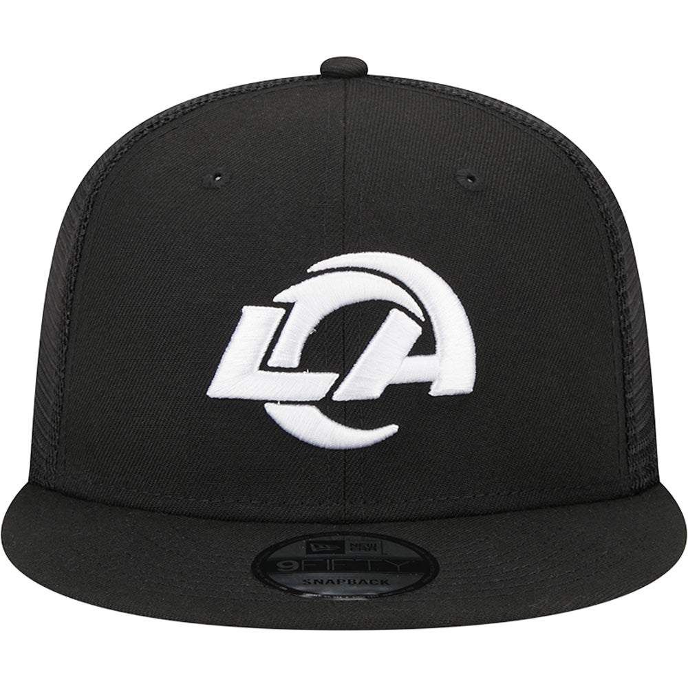 NFL Los Angeles Rams New Era Black & White 9FIFTY Snapback Trucker Hat - Black