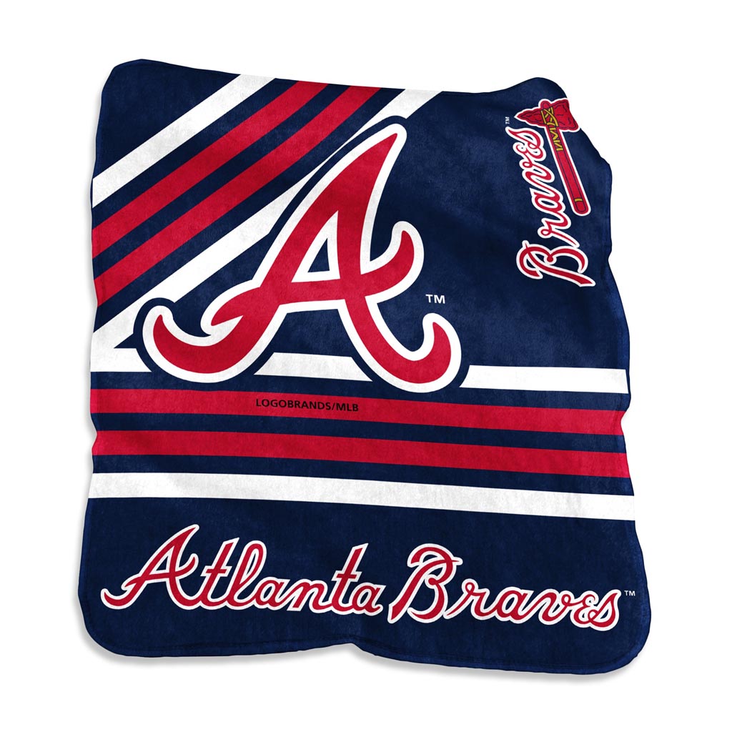 MLB Atlanta Braves Logo Brands 50" x 60" Raschel Blanket - Navy
