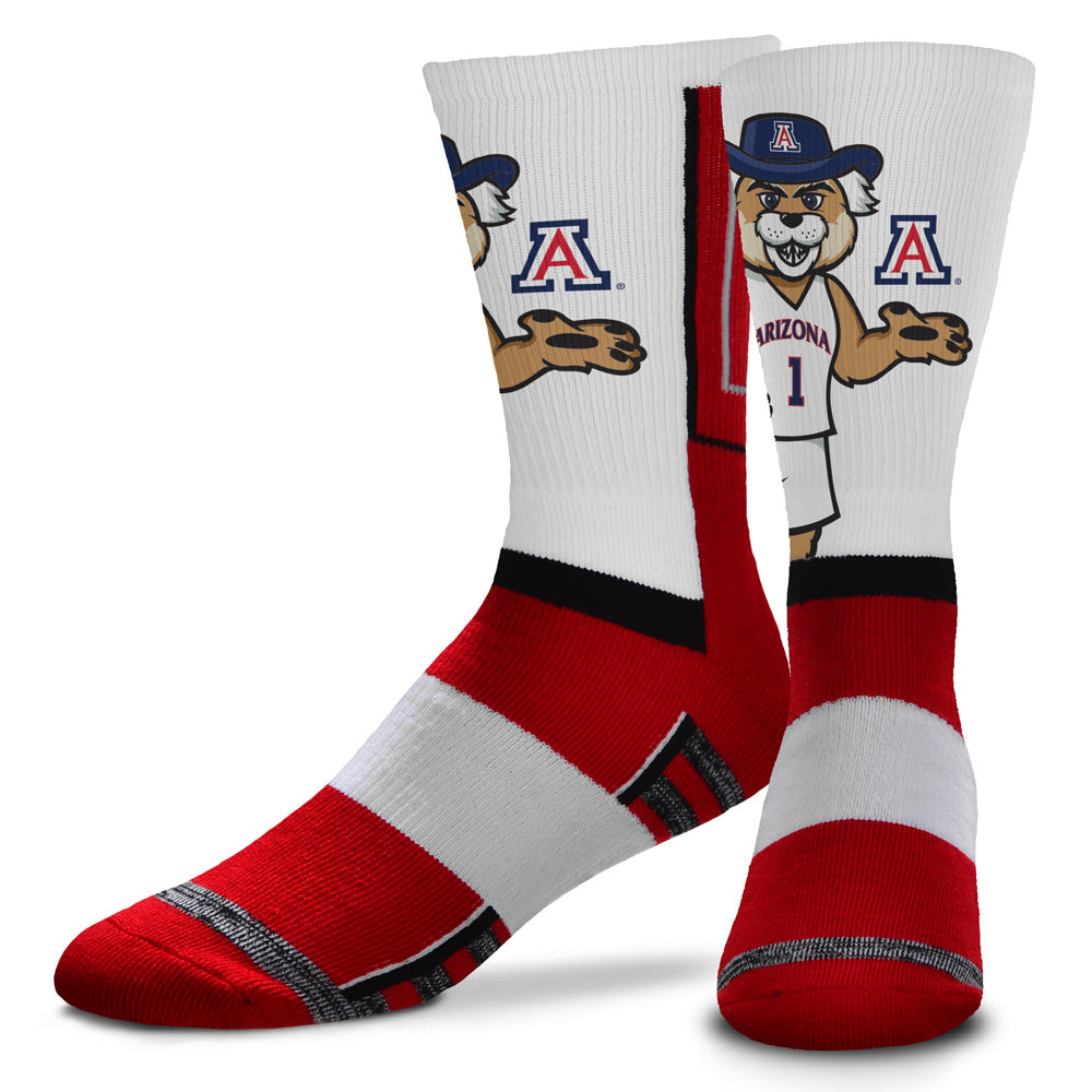 NCAA Arizona Wildcats For Bare Feet Mascot Snoop Crew Socks