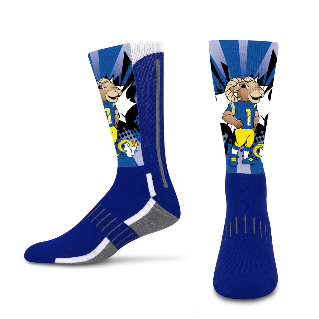 NFL Los Angeles Rams For Bare Feet Mascot Ka-Pow! Socks - Blue