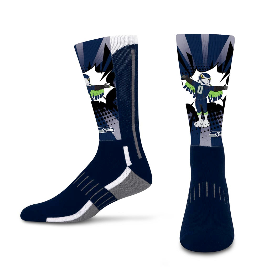 NFL Seattle Seahawks For Bare Feet Mascot Ka-Pow! Socks - Navy