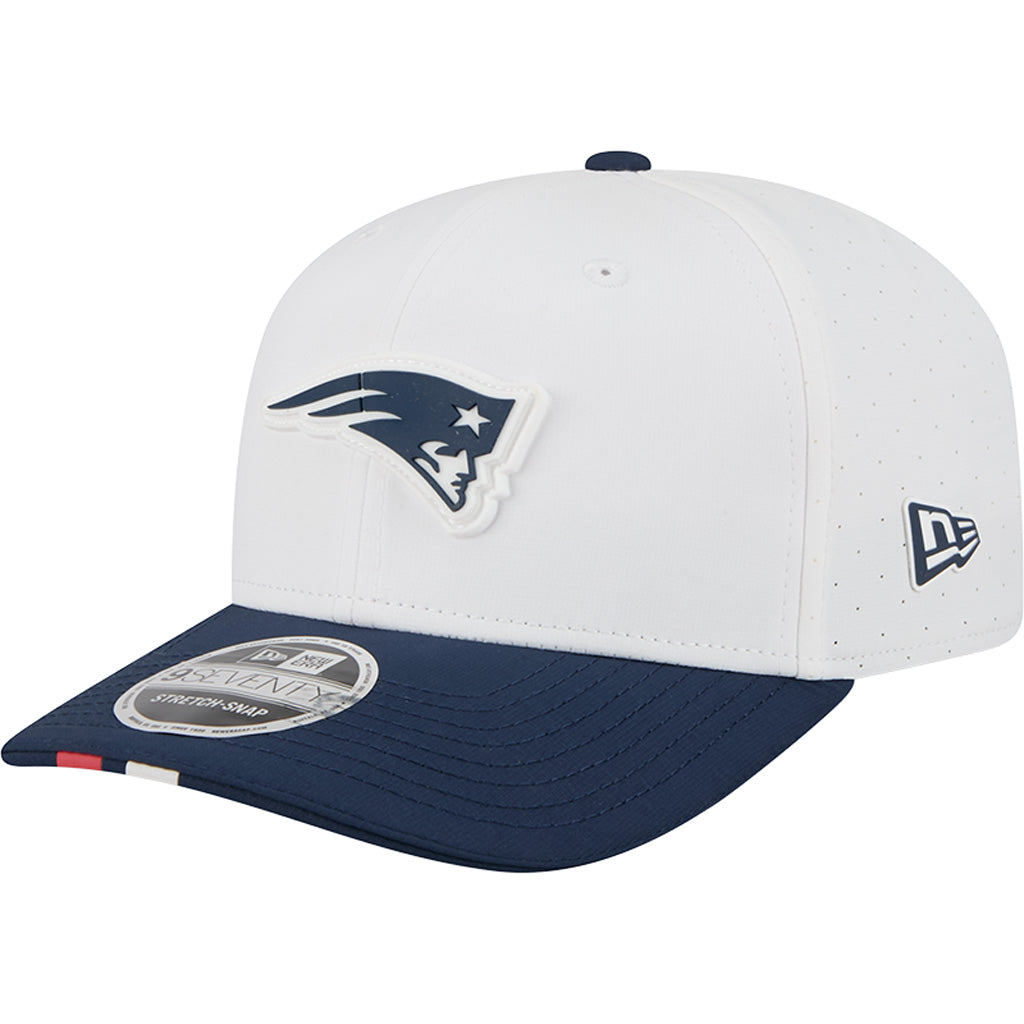 NFL New England Patriots New Era 2025 Training 9SEVENTY Stretch-Snapback Hat - White