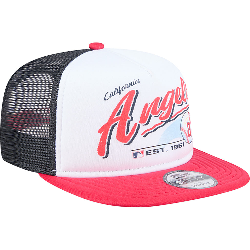 MLB Los Angeles Angels New Era Retro Script 9FIFTY A-Frame Snapback Hat - White