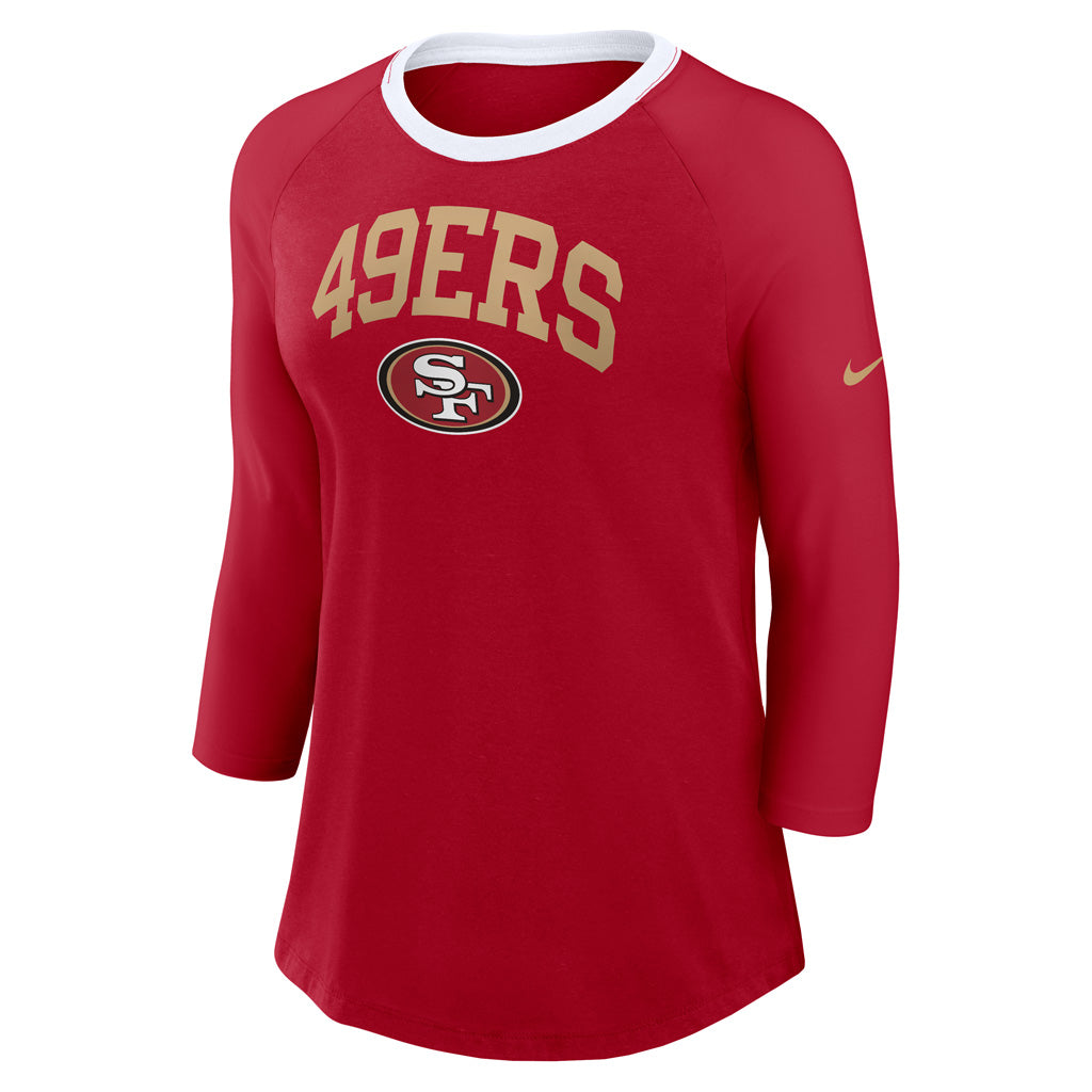 NFL San Francisco 49ers Women&#39;s Nike Fashion 3/4 Sleeve T-Shirt - Red