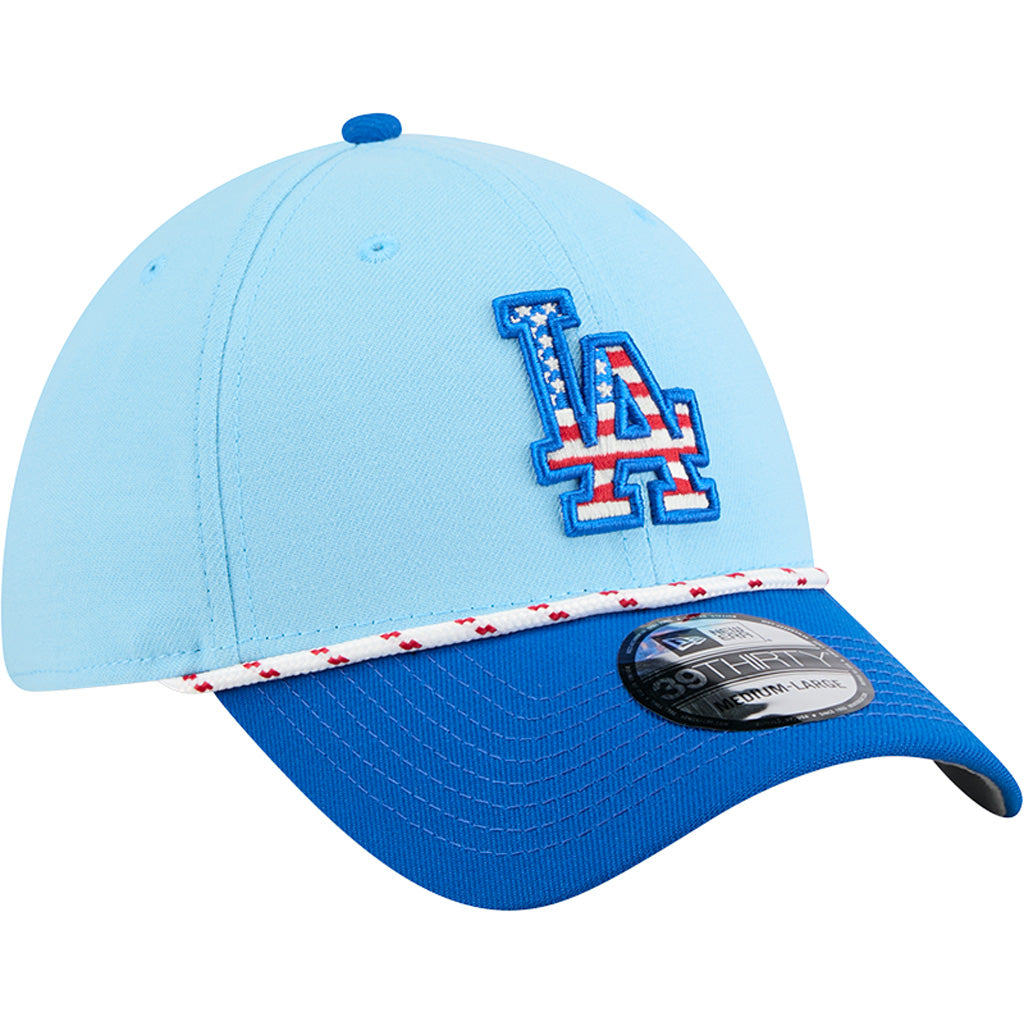 MLB Los Angeles Dodgers New Era 2025 4th of July 39THIRTY Flex Fit Hat - Light Blue