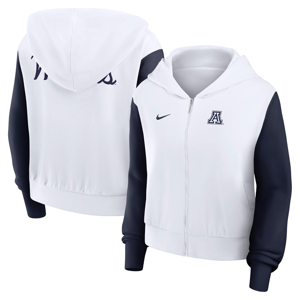NCAA Arizona Wildcats Women's Nike Colorblock Script Full Zip Hoodie - White