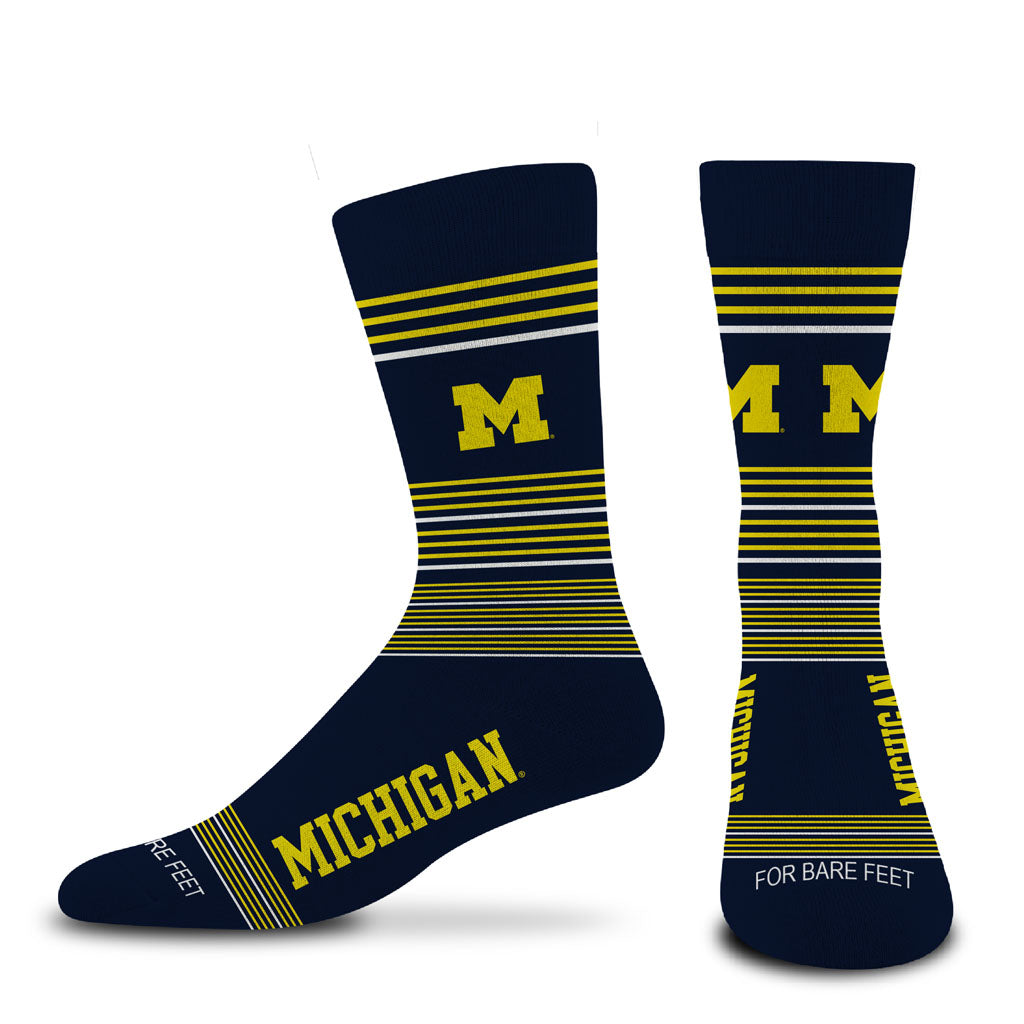 NCAA Michigan Wolverines For Bare Feet Gradient Stripe Socks - Navy