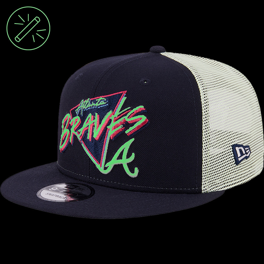MLB Atlanta Braves New Era Neon Trucker 9FIFTY Snapback Hat - Navy