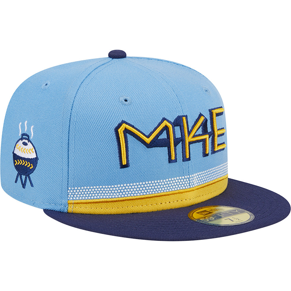 MLB Milwaukee Brewers New Era City Connect Alternate 59FIFTY Fitted Hat - Blue