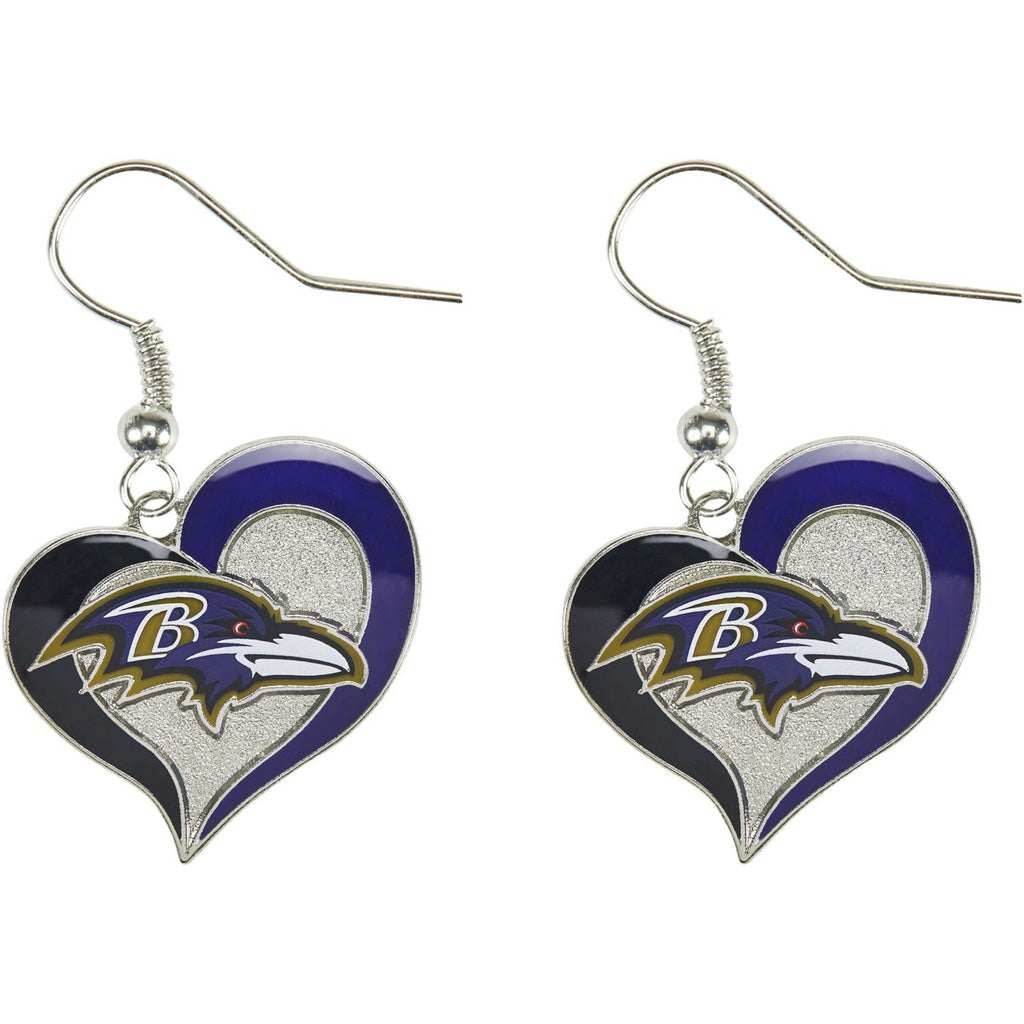NFL Baltimore Ravens Aminco Swirl Heart Earrings